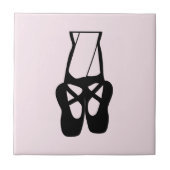 Cute Black Ballet Slippers En Pointe Tegeltje (Voorkant)