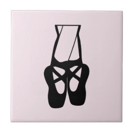 Cute Black Ballet Slippers En Pointe Tegeltje