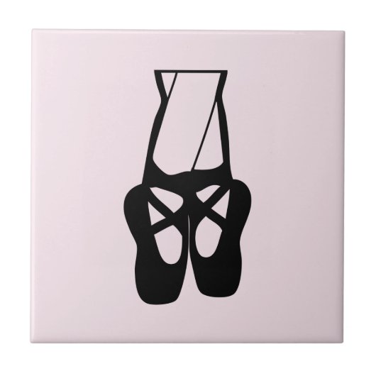 Cute Black Ballet Slippers En Pointe Tegeltje (Voorkant)