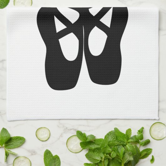 Cute Black Ballet Slippers En Pointe Theedoek (Gevouwen)