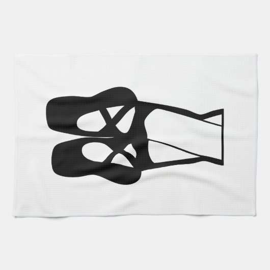 Cute Black Ballet Slippers En Pointe Theedoek (Horizontaal)