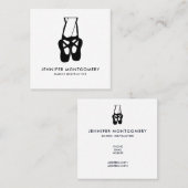 Cute Black Ballet Slippers En Pointe Vierkante Visitekaartje (Voorkant / Achterkant)