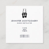 Cute Black Ballet Slippers En Pointe Vierkante Visitekaartje (Achterkant)