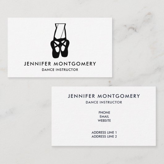 Cute Black Ballet Slippers En Pointe Visitekaartje (Voorkant / Achterkant)
