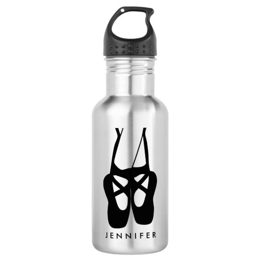 Cute Black Ballet Slippers En Pointe Waterfles (Voorkant)