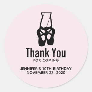 Cute Black Ballet Slippers Party Hartelijk dank Ronde Sticker