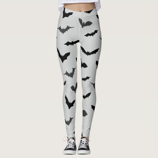 Cute Black Bats Pattern Halloween Leggings (Voorkant)