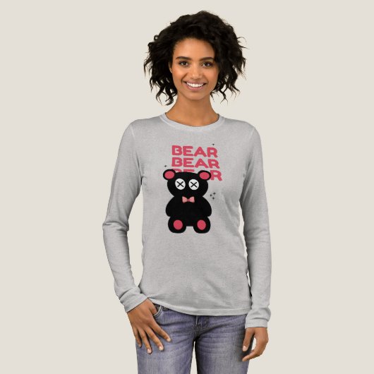 Cute black Bear Minimalist Graphic – Fun Modern  Tri-Blend Shirt (Voorkant)