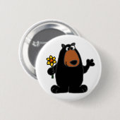 Cute Black Beer met Daffodil Cartoon Ronde Button 5,7 Cm (Voorkant /achterkant)