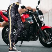 Cute Black Beige Sparkles Glitter Pattern Stripes Leggings