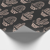 Cute Black Blush Pink Potted Cactus Pattern Cadeaupapier (Hoek)