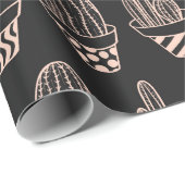 Cute Black Blush Pink Potted Cactus Pattern Cadeaupapier (Rol Hoek)