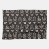 Cute Black Blush Pink Potted Cactus Pattern Theedoek (Horizontaal)
