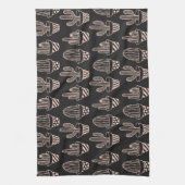 Cute Black Blush Pink Potted Cactus Pattern Theedoek (Verticaal)