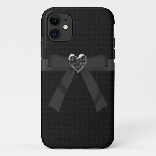 Cute Black Bow & Jewel Heart iPhone 5 Hoesje (Achterkant)