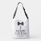 Cute Black Bow Stropdas & Button Groom's Wedding Crossbody Tas (Achterkant)