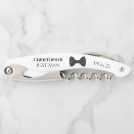 Cute Black Bow Stropdas & Name Best Man Wedding Kurkentrekker