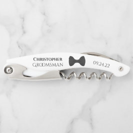 Cute Black Bow Stropdas & Name Groomsman Weddensch Kurkentrekker