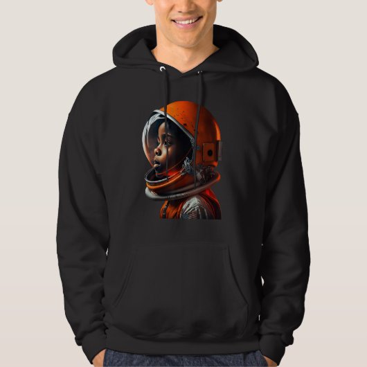 Cute Black Boy Wearing Spacesuit Hoodie (Voorkant)
