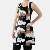 Cute Black Brown en White Cats Pattern Schort (Insitu)