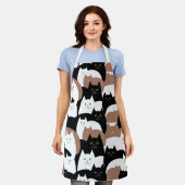 Cute Black Brown en White Cats Pattern Schort (Gedragen)