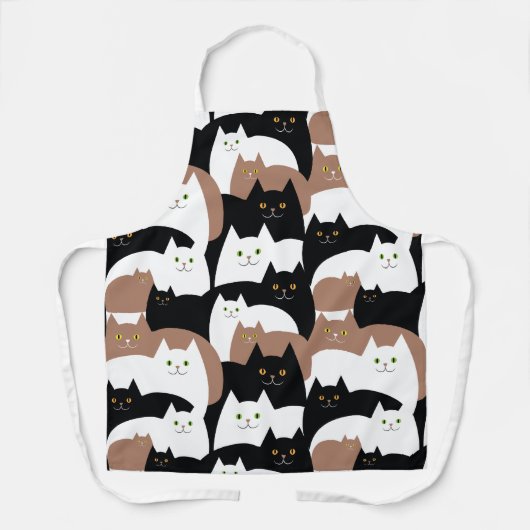 Cute Black Brown en White Cats Pattern Schort (Voorkant)