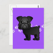 Cute Black Brussels Griffon Cartoon Briefkaart (Voorkant / Achterkant)