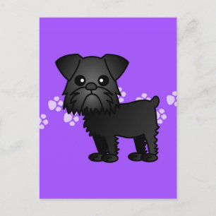 Cute Black Brussels Griffon Cartoon Briefkaart