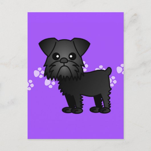 Cute Black Brussels Griffon Cartoon Briefkaart (Voorkant)