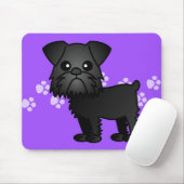 Cute Black Brussels Griffon Cartoon Muismat (Met muis)