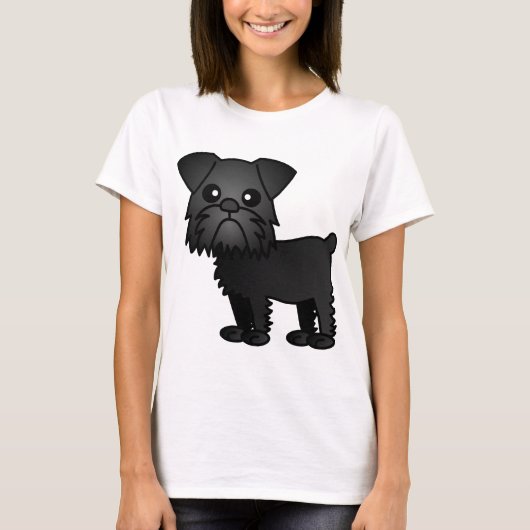 Cute Black Brussels Griffon Cartoon T-shirt (Voorkant)