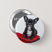 Cute Black BULLDOG Puppy  Ronde Button 5,7 Cm (Voorkant /achterkant)