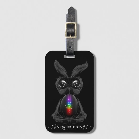 Cute Black Bunny met Chakra Rainbow Soul Bagagelabel (Voorkant (verticaal))