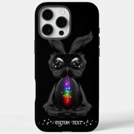 Cute Black Bunny met Chakra Rainbow Soul iPhone 16 Pro Max Hoesje