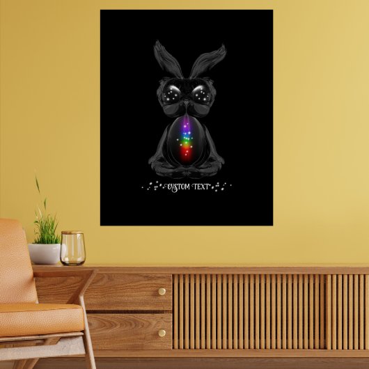 Cute Black Bunny met Chakra Rainbow Soul Poster (Woonkamer 2)