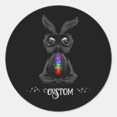 Cute Black Bunny met Chakra Rainbow Soul Ronde Sticker (Voorkant)