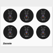 Cute Black Bunny met Chakra Rainbow Soul Ronde Sticker (Vel)