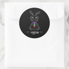 Cute Black Bunny met Chakra Rainbow Soul Ronde Sticker