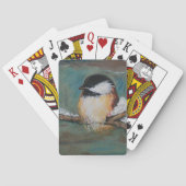 Cute Black Capped Chickadee Bird Winter Painting Pokerkaarten (Achterkant)