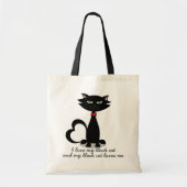 Cute Black Cartoon Cat Mam Name Canvas tas (Voorkant)
