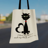 Cute Black Cartoon Cat Mam Name Canvas tas