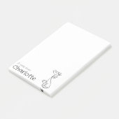 Cute black cartoon cat name post-it® notes (Schuin)
