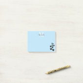 Cute Black Cartoon Pet Paw Trail Baby Blue Post-it® Notes (Op bureau)