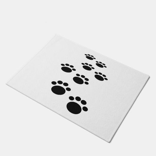 Cute Black Cartoon Pet Paw Trail Deurmat (Schuin)