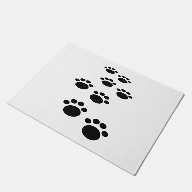 Cute Black Cartoon Pet Paw Trail Deurmat (Schuin)