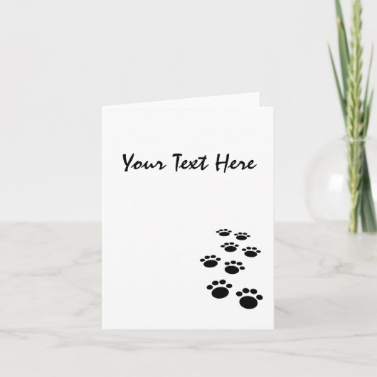 Cute Black Cartoon Pet Paw Trail Invitation (Voorkant)