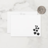 Cute Black Cartoon Pet Paw Trail Notitiekaartje (Voorkant / Achterkant in situ)