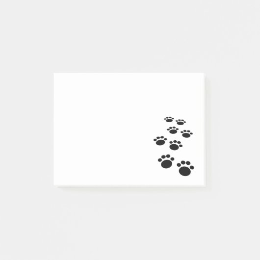 Cute Black Cartoon Pet Paw Trail Post-it® Notes (Voorkant)
