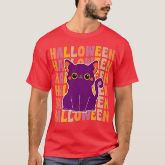 Cute Black Cat 70s 80s Retro  Stijlvol T-shirt