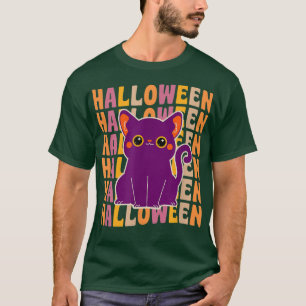 Cute Black Cat 70s 80s Retro Stijlvol T-shirt